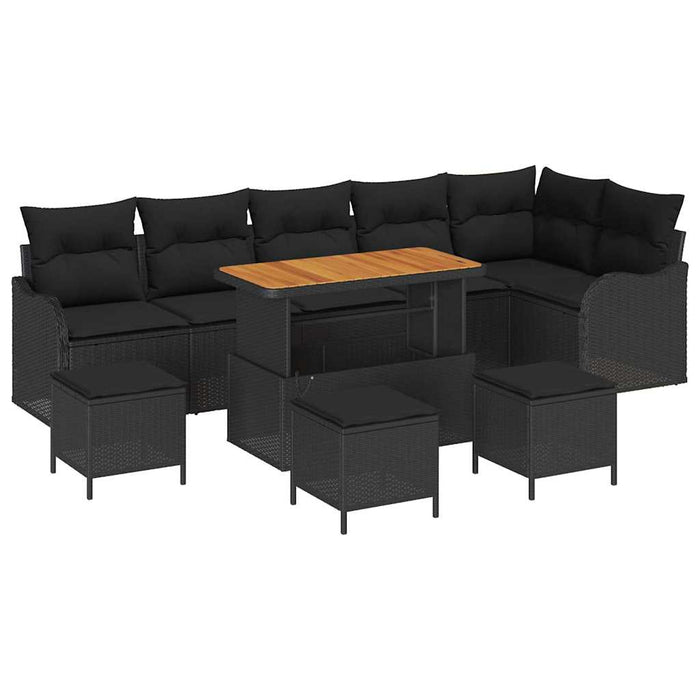 Set de canapele pentru grădină 10 pcs Negru 110 x 55 x 71 cm - WALTI WALTI