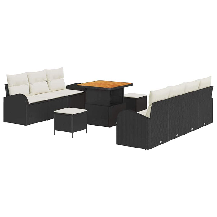 Set de canapele pentru grădină cu pernă 10 pcs Negru și Crem - WALTI WALTI