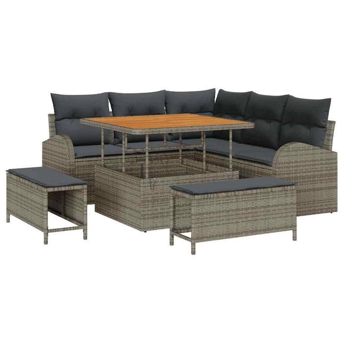 Set de canapele pentru grădină cu pernă cu depozitare 8 pcs Gri - WALTI WALTI