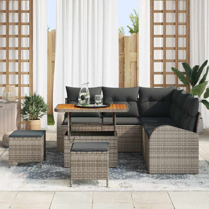 Set de canapele pentru grădină cu pernă cu depozitare 8 pcs Gri - WALTI WALTI