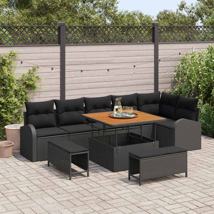 Set de canapele pentru grădină 9 pcs Negru 100 x 100 x 71 cm - WALTI WALTI
