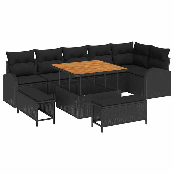 Set de canapele pentru grădină 9 pcs Negru 100 x 100 x 71 cm - WALTI WALTI