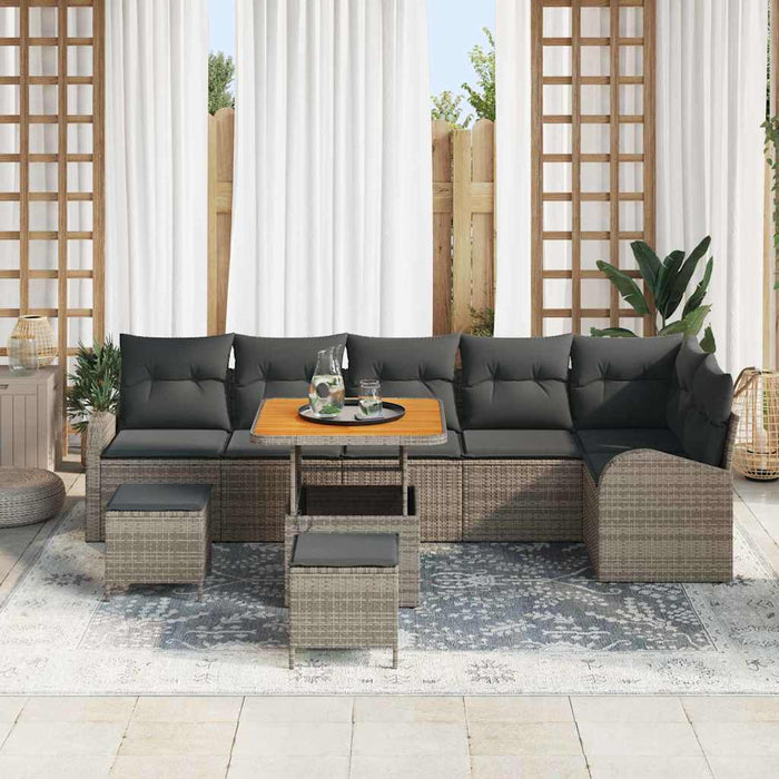 Set de canapele pentru grădină cu pernă cu depozitare 9 pcs Gri - WALTI WALTI