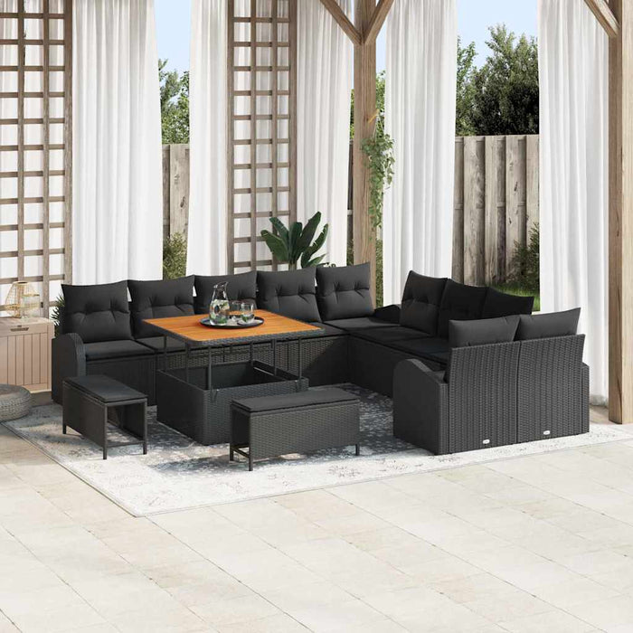 Set de canapele pentru grădină cu pernă cu pernă 13 pcs Negru - WALTI WALTI