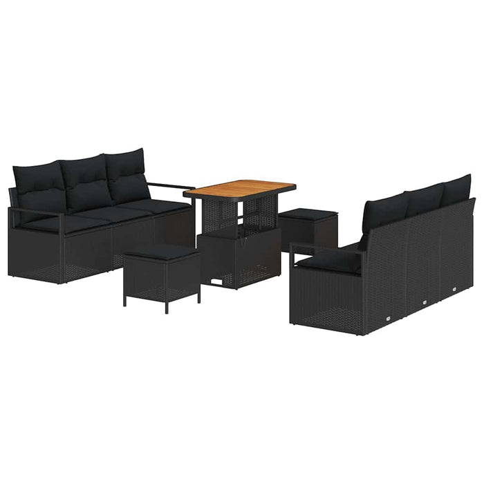 Set de canapele pentru grădină cu pernă cu pernă 9 pcs Negru Rattan poli - WALTI WALTI