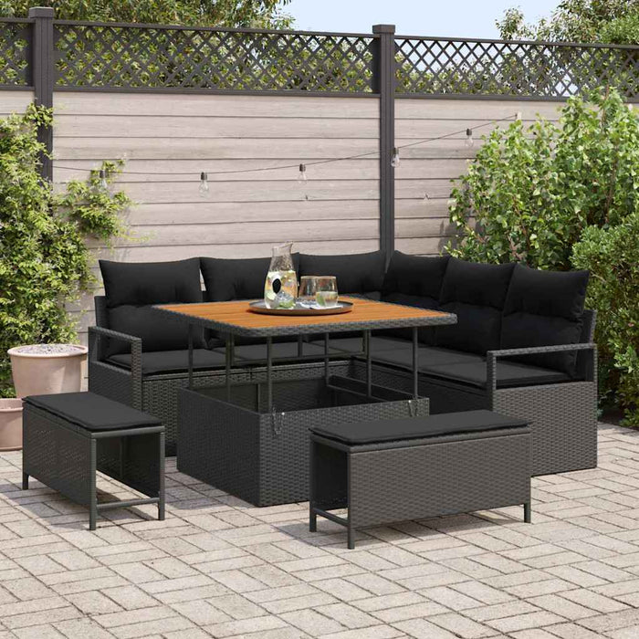 Set de canapele pentru grădină 8 pcs Negru 100 x 100 x 71 cm - WALTI WALTI