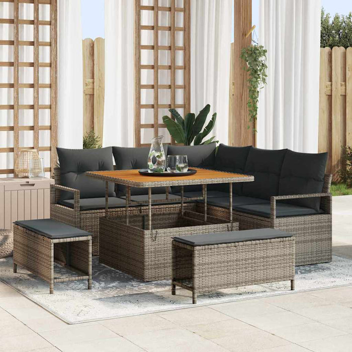 Set de canapele pentru grădină cu pernă cu depozitare 8 pcs Gri - WALTI WALTI