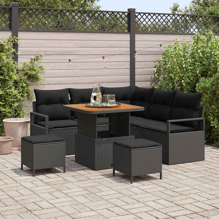 Set de canapele pentru grădină 8 pcs Negru 80 x 80 x 71 cm - WALTI WALTI