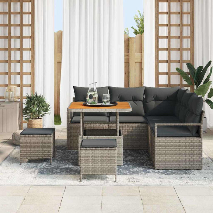 Set de canapele pentru grădină cu pernă cu depozitare 8 pcs Gri - WALTI WALTI