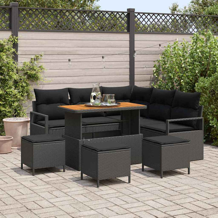Set de canapele pentru grădină 9 pcs Negru 110 x 55 x 71 cm - WALTI WALTI