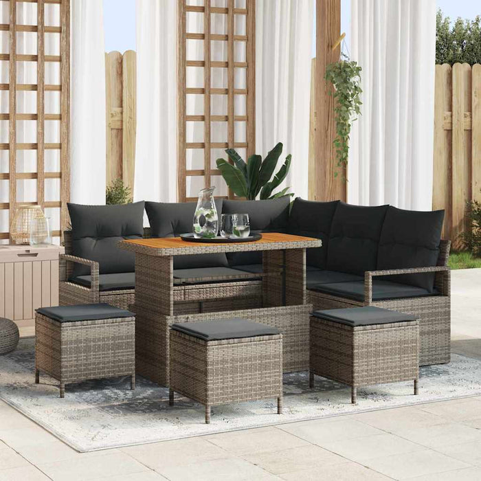 Set de canapele pentru grădină cu pernă cu depozitare 9 pcs Gri - WALTI WALTI