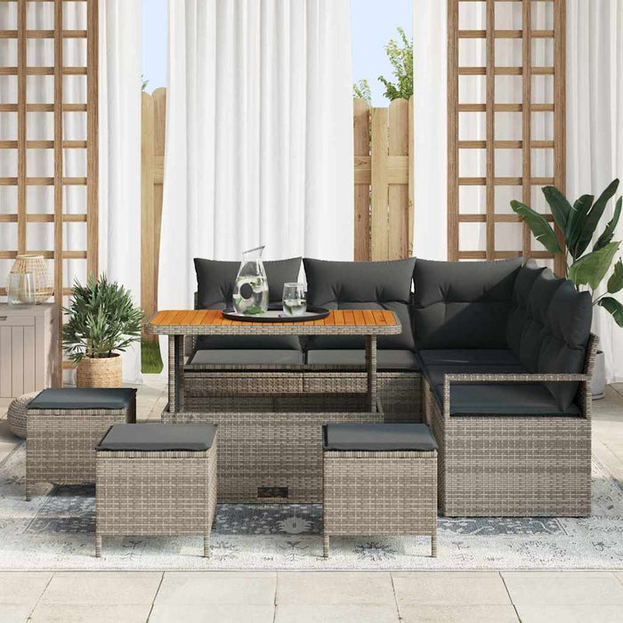 Set de canapele pentru grădină cu pernă cu depozitare 9 pcs Gri - WALTI WALTI