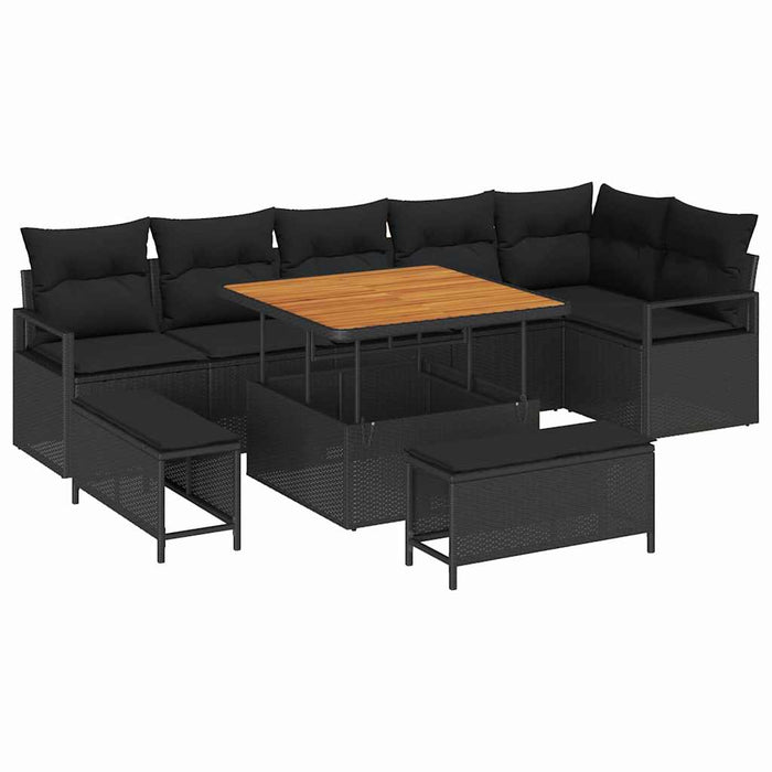 Set de canapele pentru grădină 9 pcs Negru 100 x 100 x 71 cm - WALTI WALTI