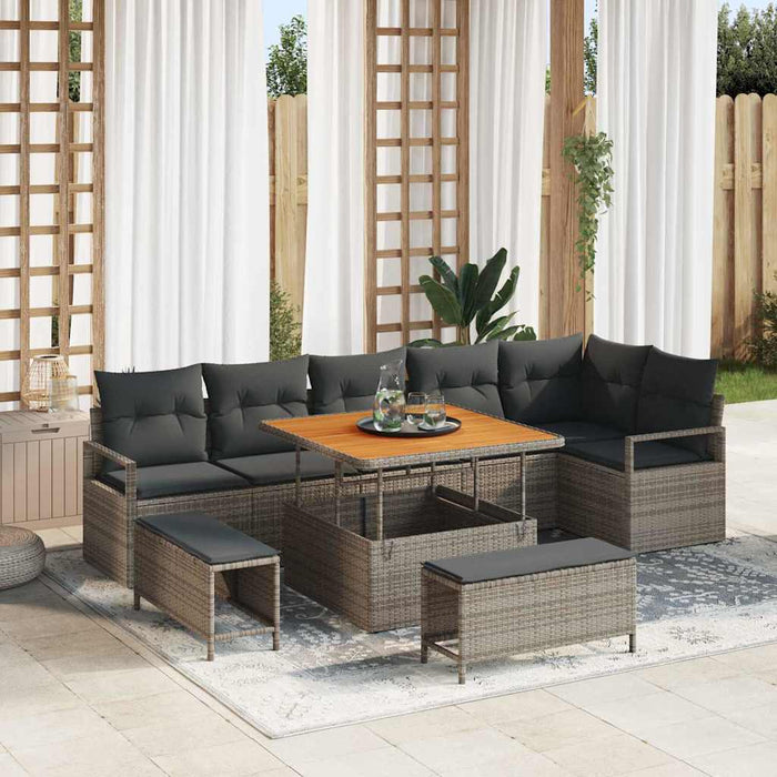 Set de canapele pentru grădină cu pernă cu depozitare 9 pcs Gri - WALTI WALTI