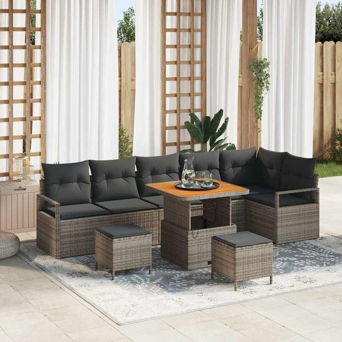 Set de canapele pentru grădină cu pernă cu depozitare 9 pcs Gri - WALTI WALTI