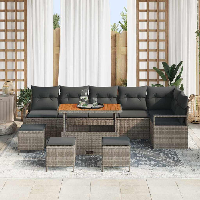 Set de canapele pentru grădină cu pernă cu pernă 10 pcs Gri - WALTI WALTI