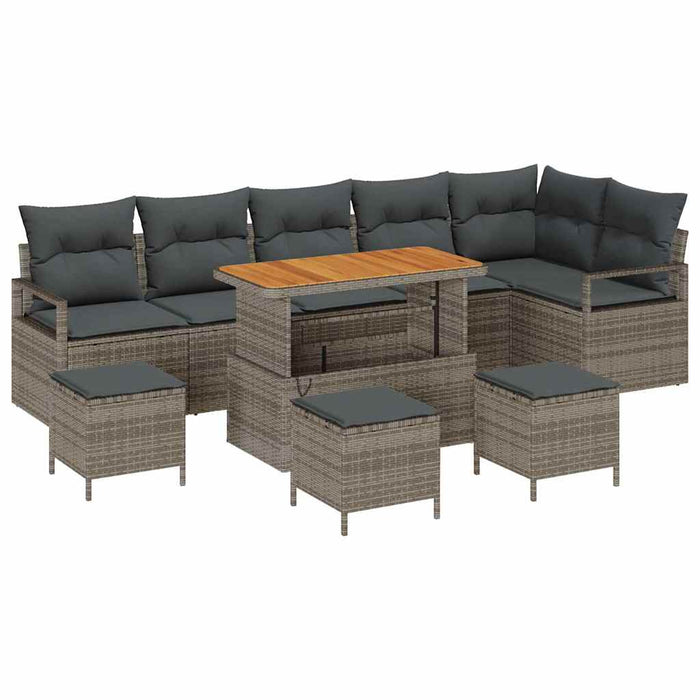 Set de canapele pentru grădină cu pernă cu pernă 10 pcs Gri - WALTI WALTI