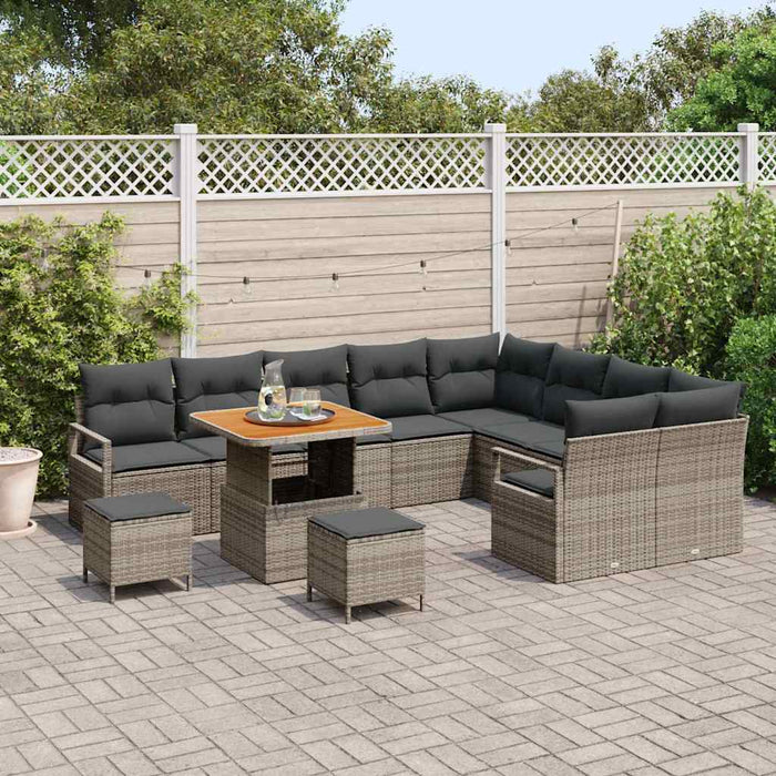 Set de canapele pentru grădină cu pernă cu pernă 12 pcs Gri - WALTI WALTI