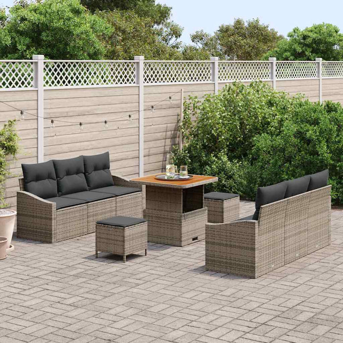 Set de canapele pentru grădină cu pernă cu depozitare 9 pcs Gri - WALTI WALTI