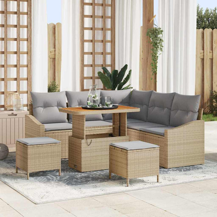 Set de canapele pentru grădină cu pernă 8 pcs Bej Rattan poli - WALTI WALTI