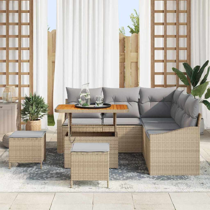 Set de canapele pentru grădină cu pernă 8 pcs Bej Rattan poli - WALTI WALTI