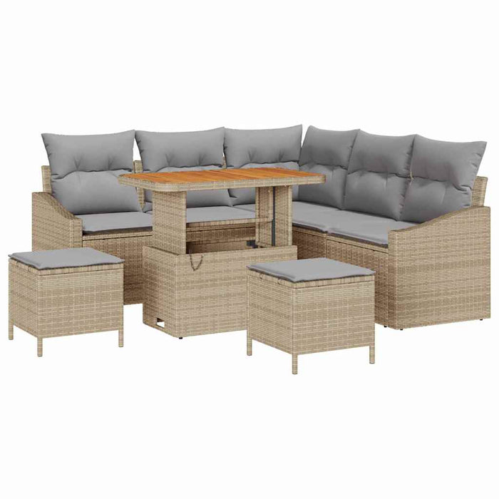 Set de canapele pentru grădină cu pernă 8 pcs Bej Rattan poli - WALTI WALTI