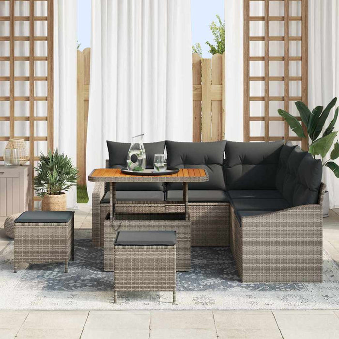 Set de canapele pentru grădină cu pernă cu depozitare 8 pcs Gri - WALTI WALTI