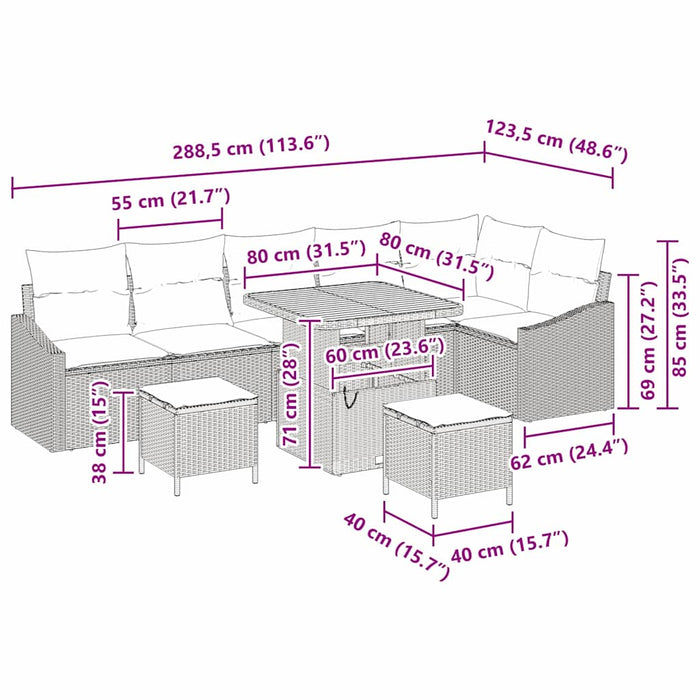 Set de canapele pentru grădină 9 pcs Negru 80 x 80 x 71 cm - WALTI WALTI