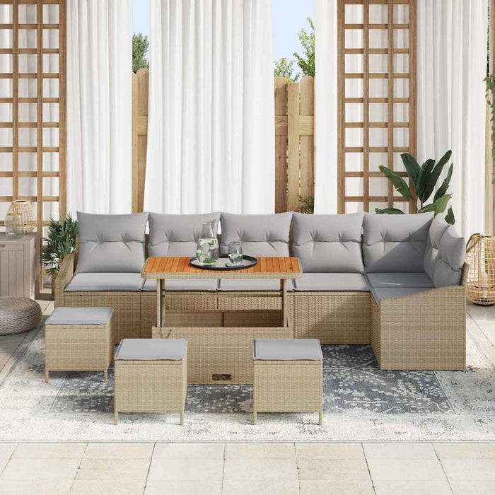 Set de canapele pentru grădină cu pernă 10 pcs Bej Rattan poli - WALTI WALTI