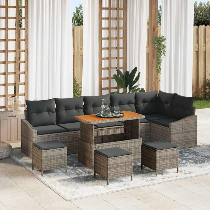 Set de canapele pentru grădină cu pernă cu pernă 10 pcs Gri - WALTI WALTI