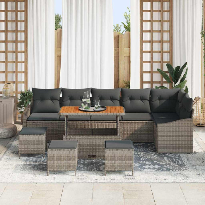 Set de canapele pentru grădină cu pernă cu pernă 10 pcs Gri - WALTI WALTI