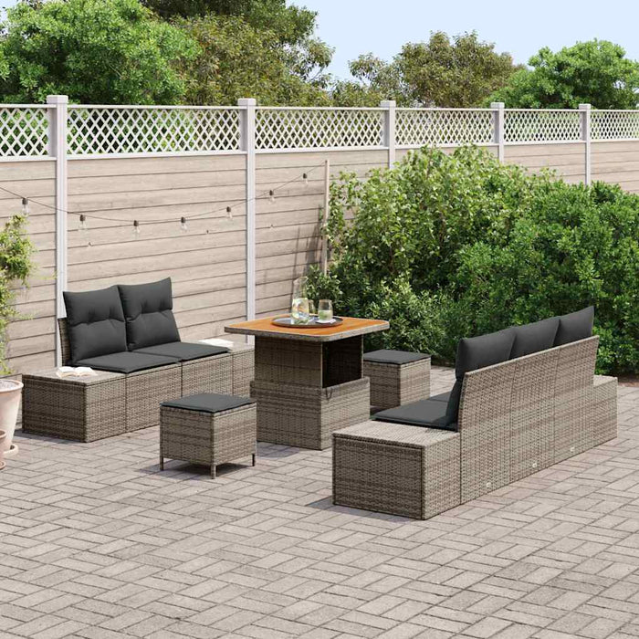 Set de canapele pentru grădină cu pernă 8 pcs Gri Rattan poli - WALTI WALTI