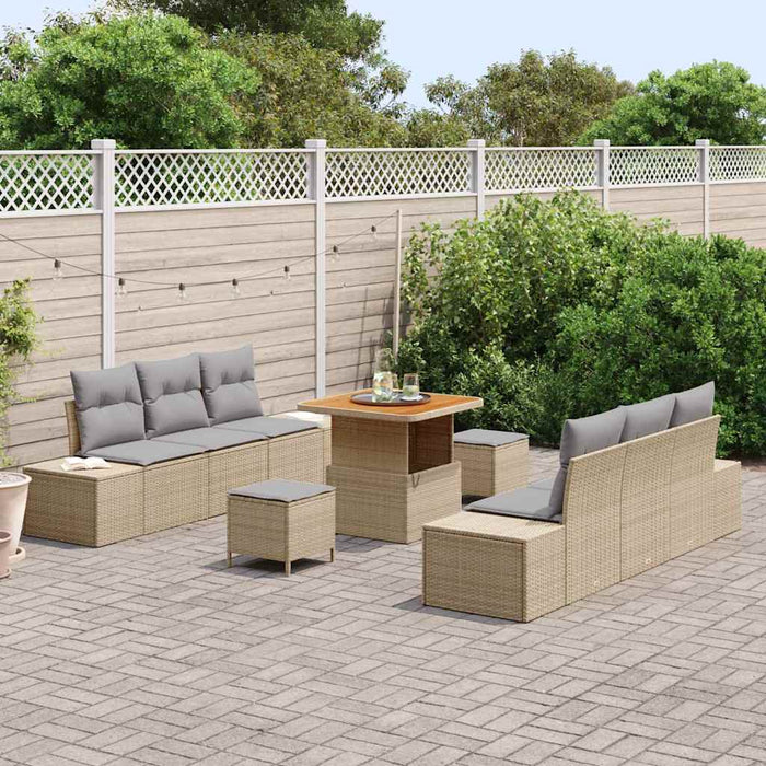Set de canapele pentru grădină cu pernă 9 pcs Bej, Gri deschis - WALTI WALTI