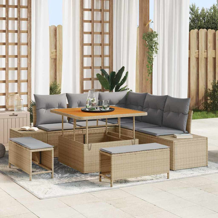 Set de canapele pentru grădină cu pernă 8 pcs Bej Rattan poli - WALTI WALTI