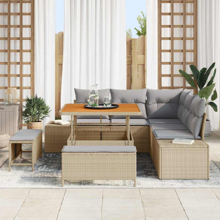 Set de canapele pentru grădină cu pernă 8 pcs Bej Rattan poli - WALTI WALTI