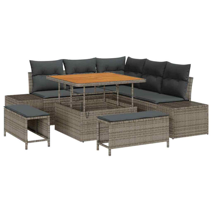 Set de canapele pentru grădină cu pernă 8 pcs Gri Rattan poli - WALTI WALTI