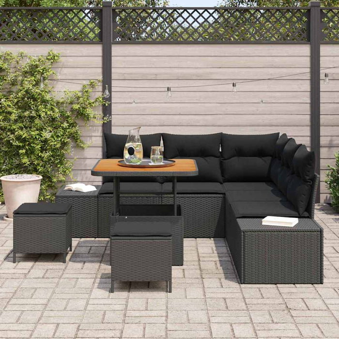 Set de canapele pentru grădină cu pernă 8 pcs Negru Rattan poli - WALTI WALTI