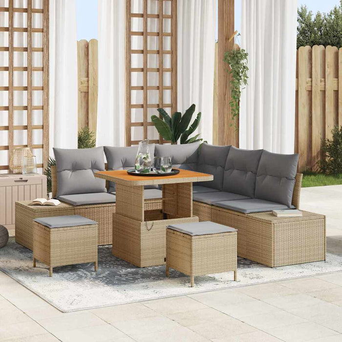 Set de canapele pentru grădină 8 buc. Bej Rattan poli WALTI