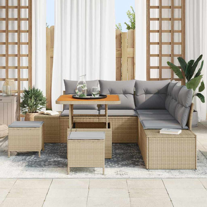 Set de canapele pentru grădină 8 buc. Bej Rattan poli WALTI