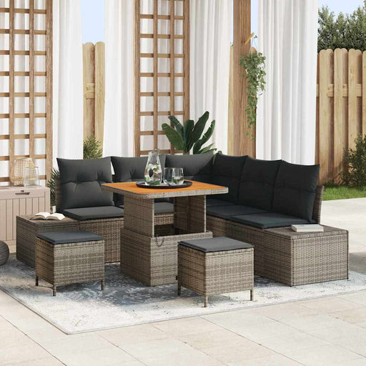 Set de canapele pentru grădină cu pernă 8 pcs Gri Rattan poli - WALTI WALTI