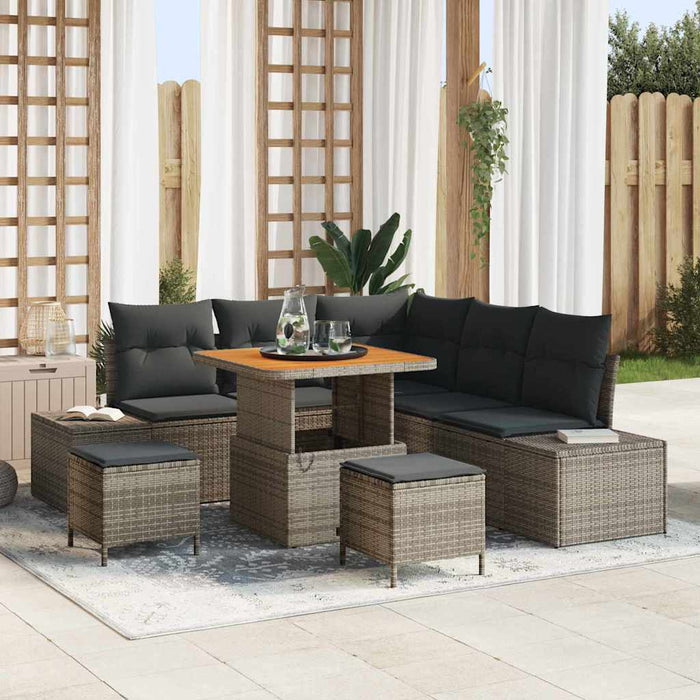 Set de canapele pentru grădină cu pernă 8 pcs Gri Rattan poli - WALTI WALTI