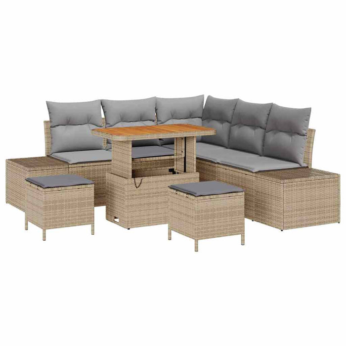 Set de canapele pentru grădină cu pernă 8 pcs Bej Rattan poli - WALTI WALTI