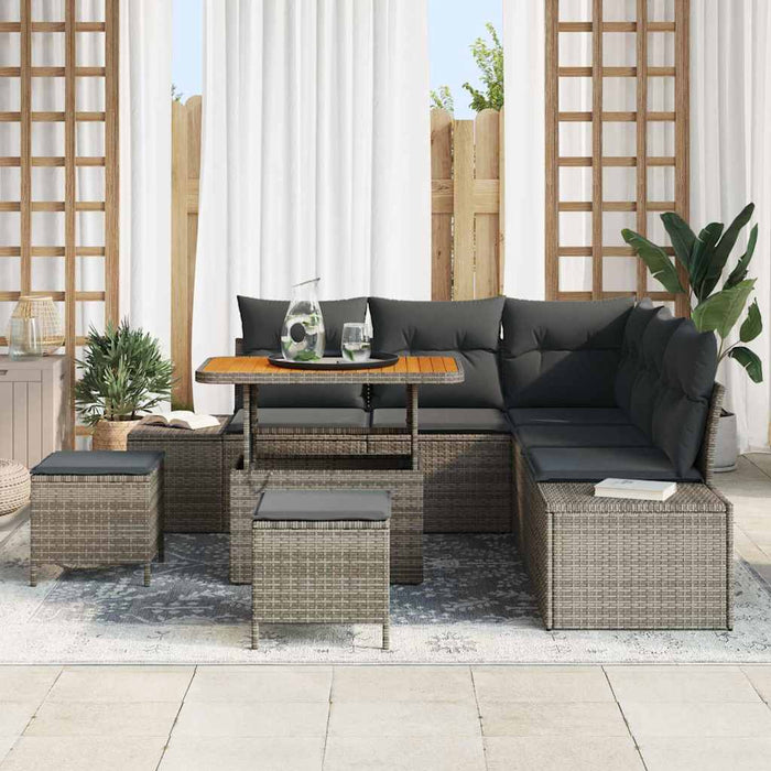 Set de canapele pentru grădină cu pernă 8 pcs Gri Rattan poli - WALTI WALTI