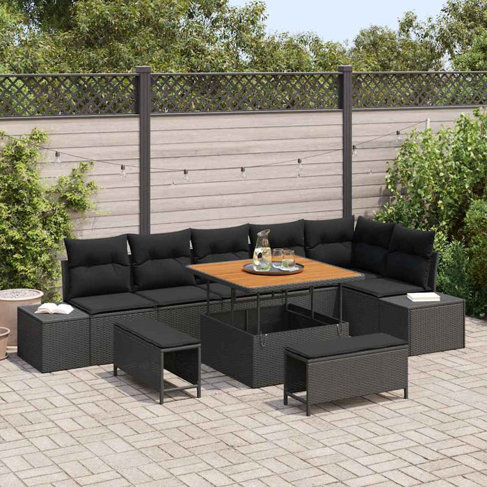 Set de canapele pentru grădină 9 pcs Negru 100 x 100 x 71 cm - WALTI WALTI
