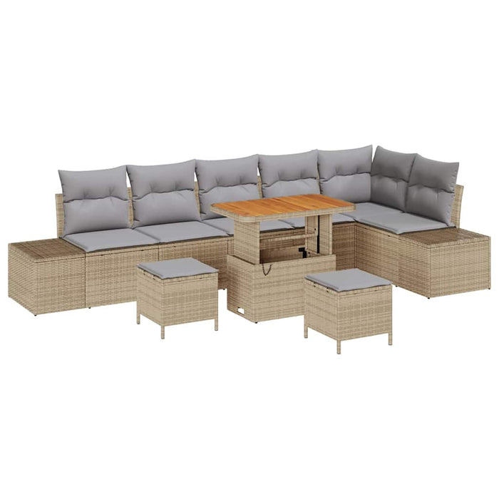Set de canapele pentru grădină cu pernă 9 pcs Bej Rattan poli - WALTI WALTI