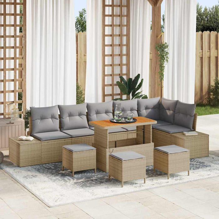 Set de canapele pentru grădină cu pernă 10 pcs Bej Rattan poli - WALTI WALTI