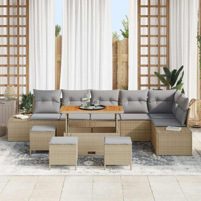 Set de canapele pentru grădină cu pernă 10 pcs Bej Rattan poli - WALTI WALTI