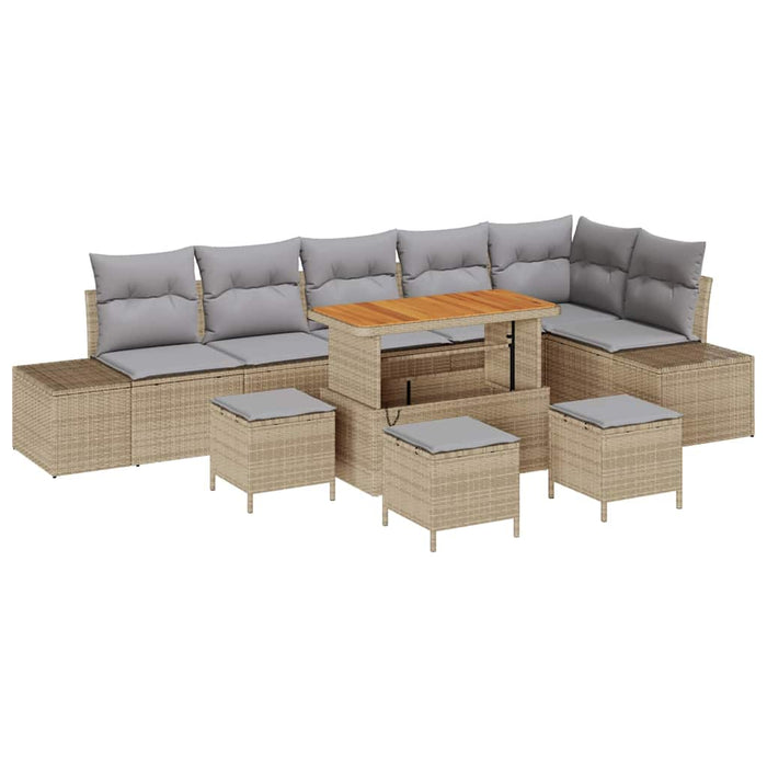 Set de canapele pentru grădină cu pernă 10 pcs Bej Rattan poli - WALTI WALTI