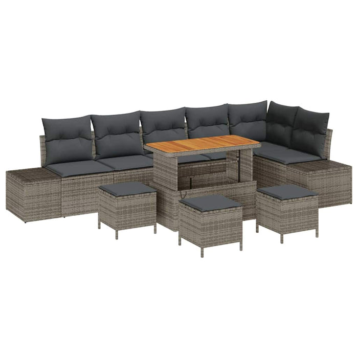 Set de canapele pentru grădină cu pernă 10 pcs Gri Rattan poli - WALTI WALTI