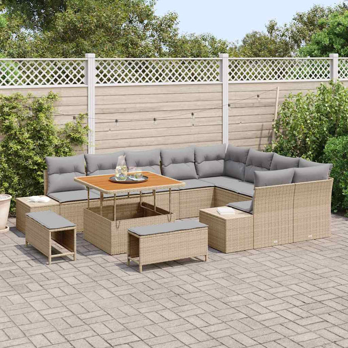 Set de canapele pentru grădină 12 pcs Beige și gri deschis - WALTI WALTI